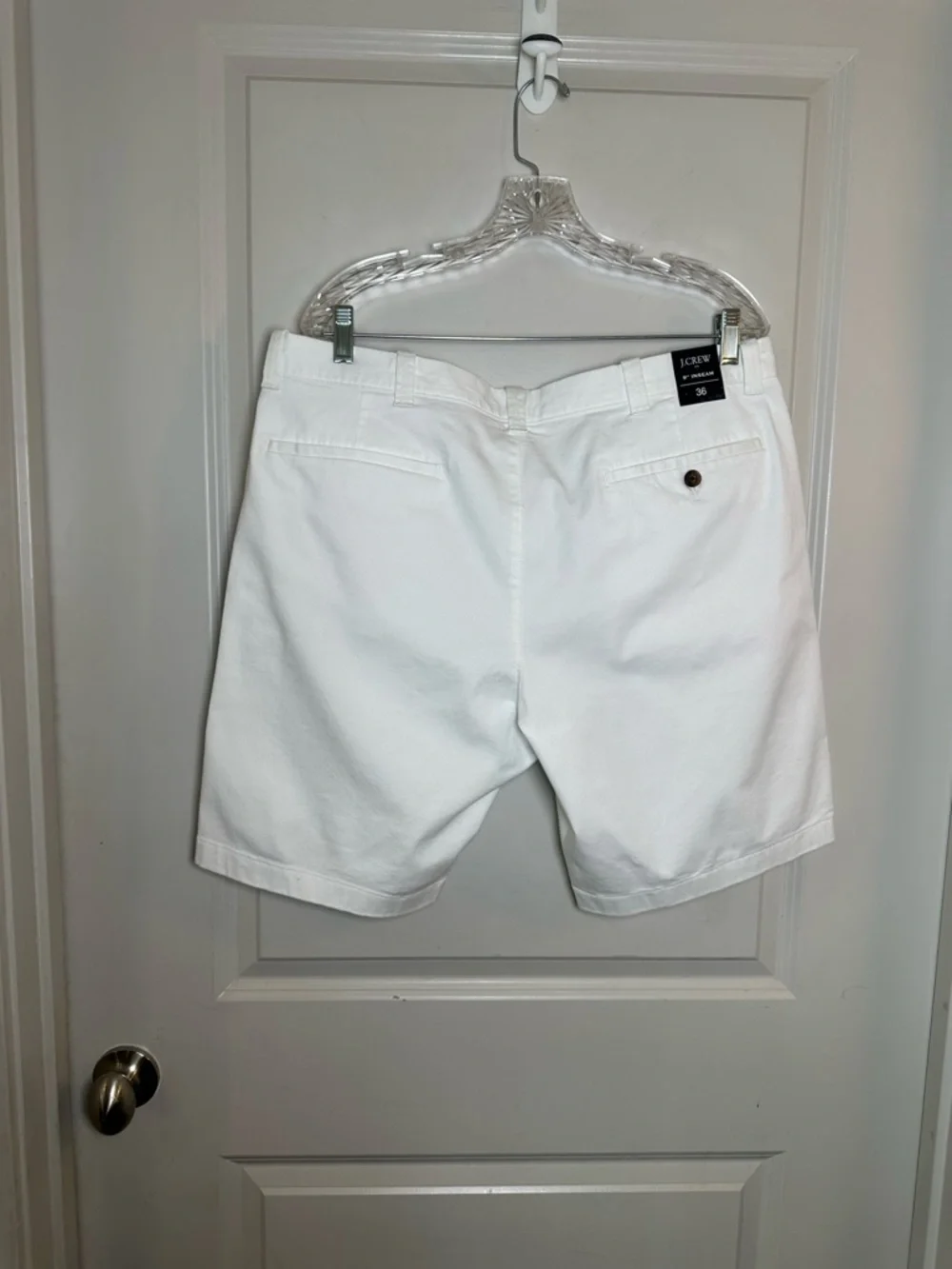 NEW J. Crew Cotton Flat Front 9” Inseam Preppy White Shorts, Size 36